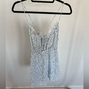 White with Blue Floral Mini Sundress